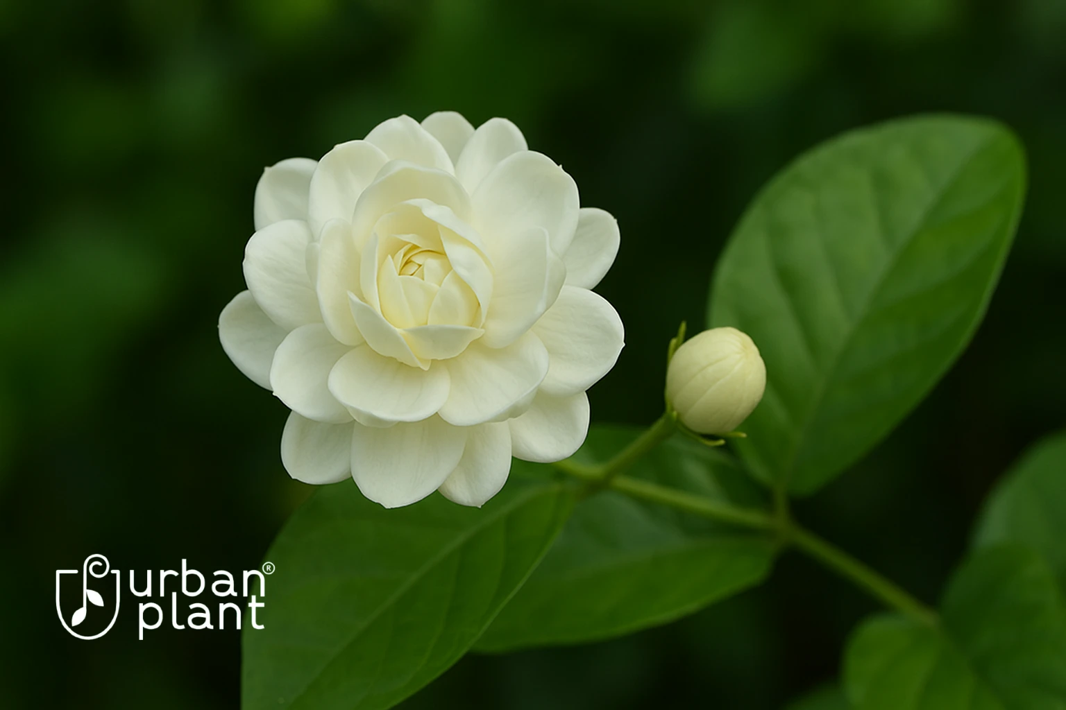 Arabian Jasmine (Jasminum sambac) blooming with fresh white flowers and green leaves – Urban Plant
